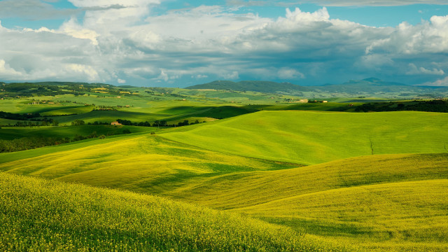 Green hills clouds blue sky free wallpaper - medium preview image