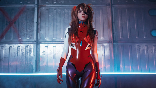 Woman cyberpunk red black suit free wallpaper - medium preview image