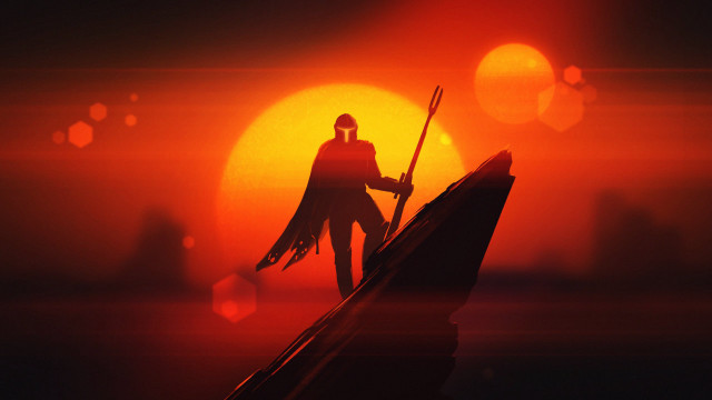 Roof sunset silhouette weapon cloud free wallpaper - medium preview image
