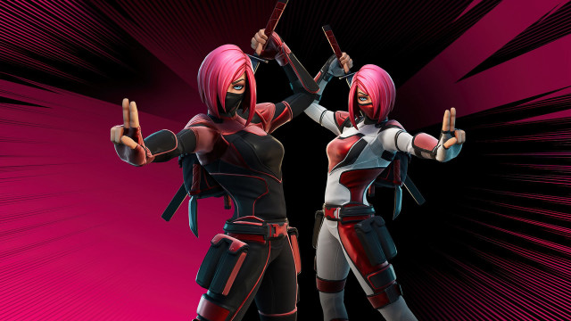 Two women costumes pink background free wallpaper - medium preview image