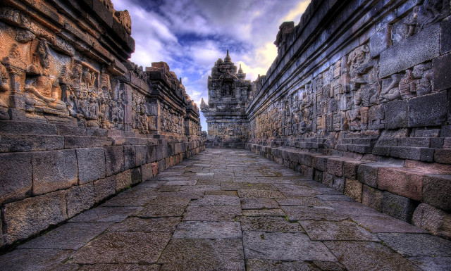 Stone walkway sky background clouds free wallpaper - medium preview image