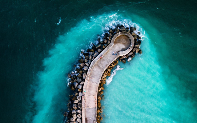 Long pier ocean bubble planet free wallpaper - medium preview image