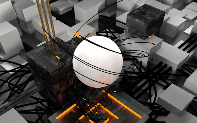 White ball black yellow wires free wallpaper - medium preview image