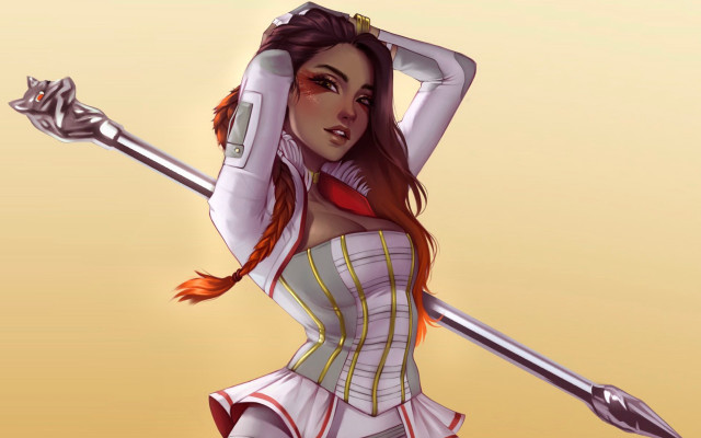 Cosplay woman sword cat braid free wallpaper - medium preview image