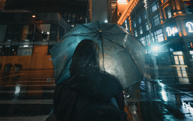Cityscape rain night umbrella architecture free wallpaper - medium preview image