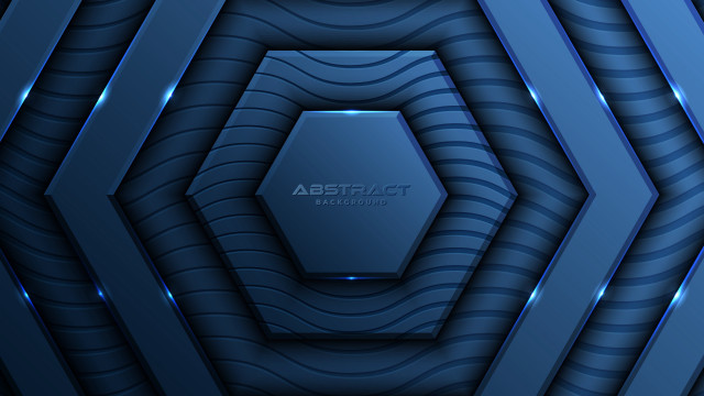 Blue abstract hexagonal metallic shiny free wallpaper - medium preview image