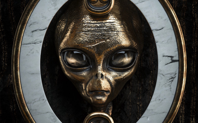 Golden alien head marble gold free wallpaper - medium preview image