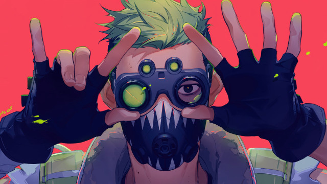 Cyberpunk gasmask greeneyes vulcan signal free wallpaper - medium preview image