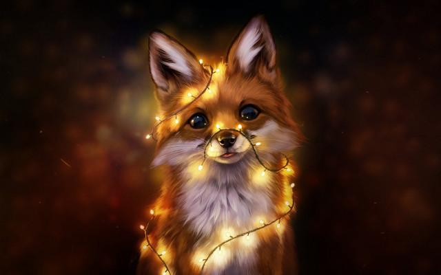 Fox lights necklace glowing eyes free wallpaper - medium preview image