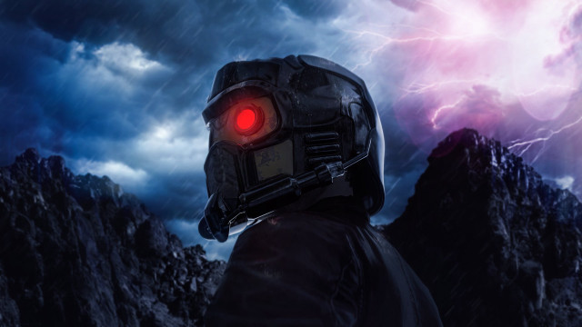 Mountain forest night sky lensflare free wallpaper - medium preview image