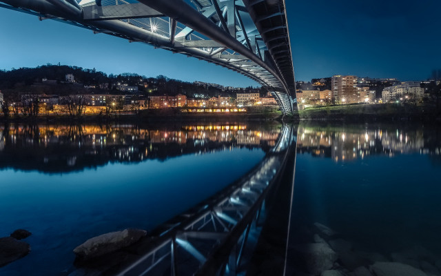 Bridge city night lights reflections free wallpaper - medium preview image