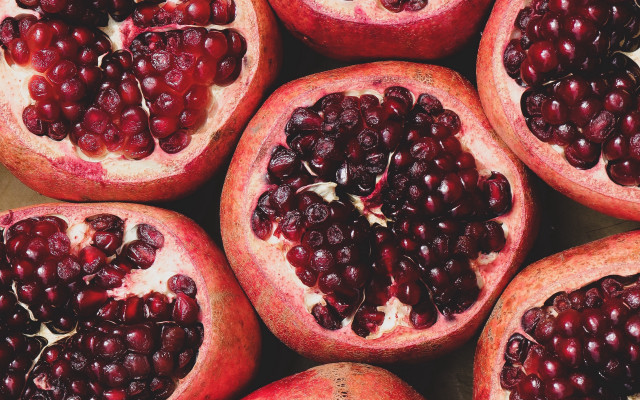 Pomegranate cut half table aestheticism free wallpaper - medium preview image