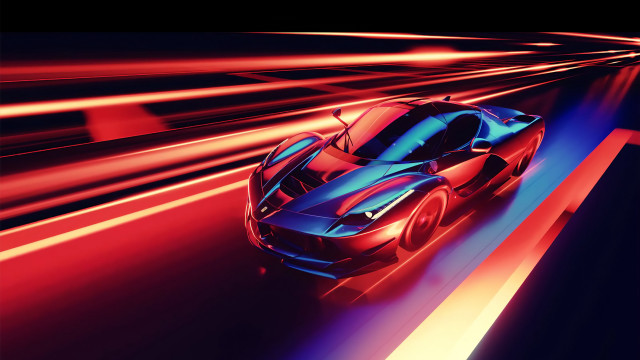 Red blue sports car road free wallpaper - medium preview image