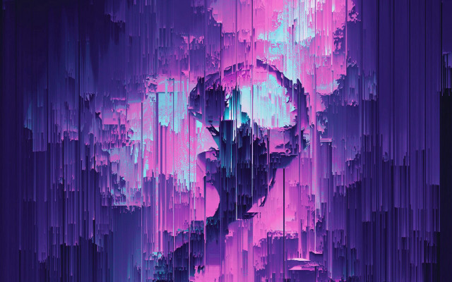 Purple blue abstract skull cyberpunk free wallpaper - medium preview image