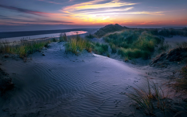 Sunset beach grass dunes hill free wallpaper - medium preview image