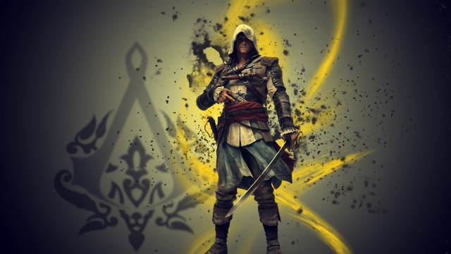 Man costume sword yellow swirl free wallpaper - medium preview image