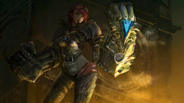 Futuristic woman giant object glowing free wallpaper - medium preview image