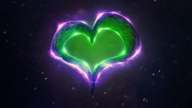 Neon heart glow stars aurora free wallpaper - medium preview image