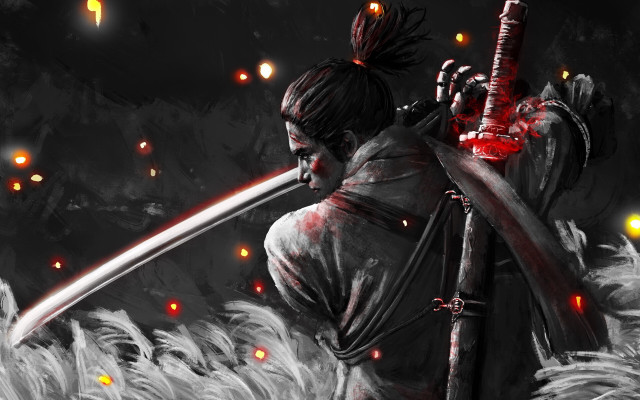Battlefield bloodied samurai pony tailed free wallpaper - medium preview image