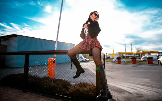 Elina karimova outdoor city fence free wallpaper - medium preview image