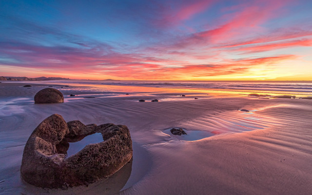 Sunset beach rock formation dusk free wallpaper - medium preview image