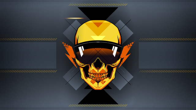 Skull helmet flame triangle vector free wallpaper - medium preview image