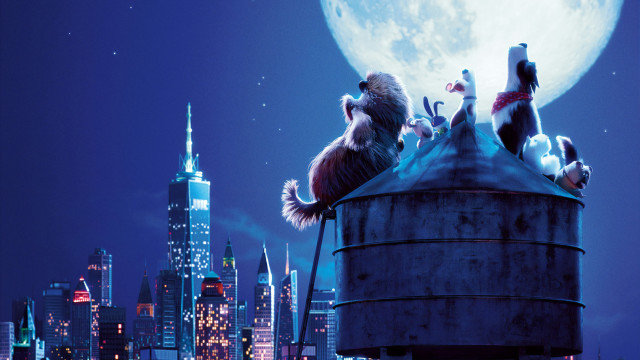 Animal group moonlit cityscape furry free wallpaper - medium preview image