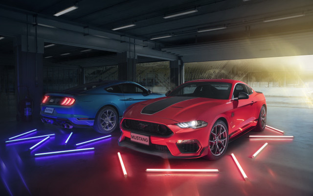 Parking garage neon lit cars free wallpaper - medium preview image