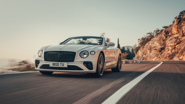 White bentley convertible mountain road free wallpaper - medium preview image