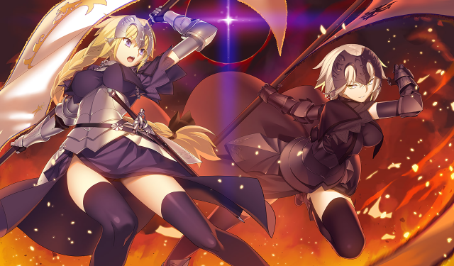 Anime characters fire background sword free wallpaper for desktop - medium preview image