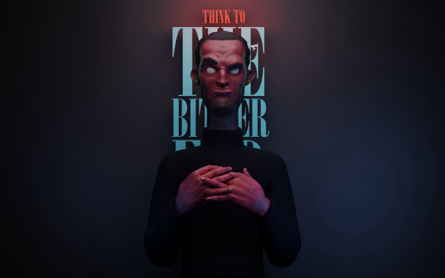 Creepy man neon sign portrait free wallpaper - medium preview image