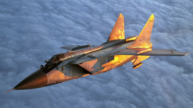 Fighterjet sky clouds sunset backlit free wallpaper - medium preview image