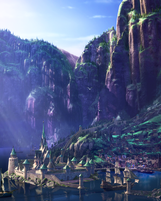 Fantasy landscape castle mountain lake free wallpaper - medium preview image