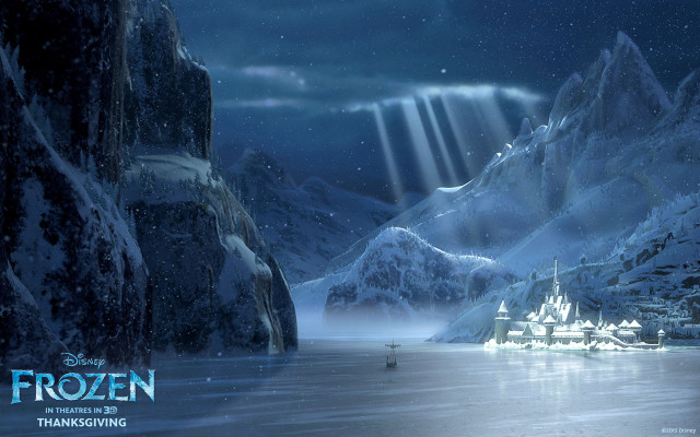 Frozen lake castle waterfall background free wallpaper - medium preview image
