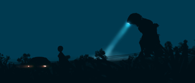 Person flashlight dark trees night free wallpaper - medium preview image