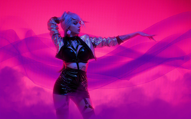 Pink synthwave hologram elsa bleda free wallpaper - medium preview image