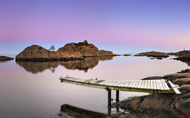 Dock lake rocks purple sky free wallpaper - medium preview image