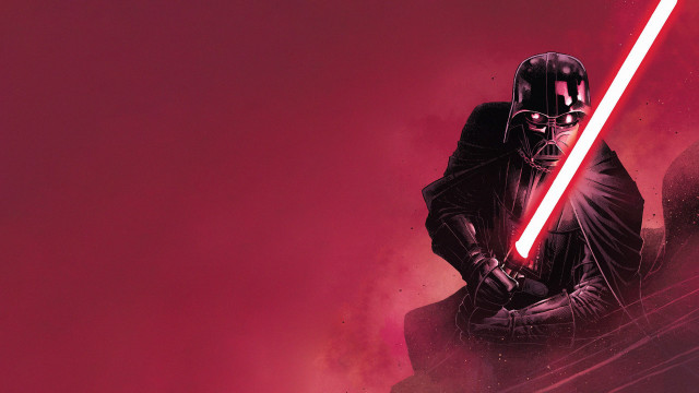 Darth vader glowing lightsaber red free wallpaper - medium preview image