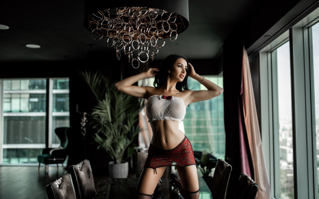 Woman skirt highheels chandelier fashion free wallpaper - medium preview image