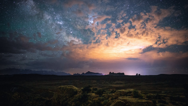 Night sky stars clouds mountains #4 free wallpaper - medium preview image