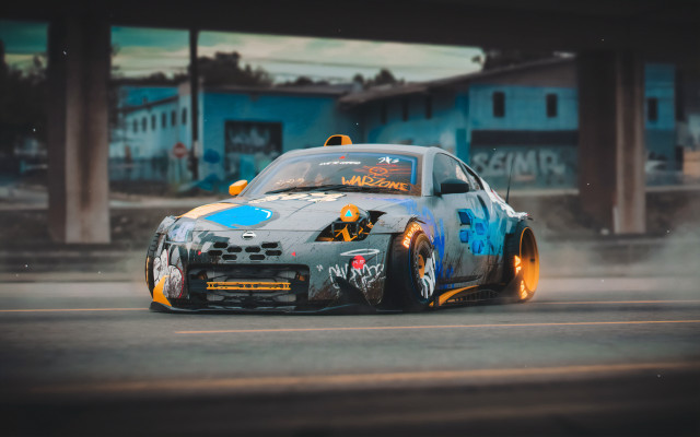 Car smoke street building auto free wallpaper - medium preview image