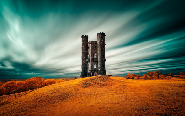 Tall tower green field cloudy free wallpaper - medium preview image