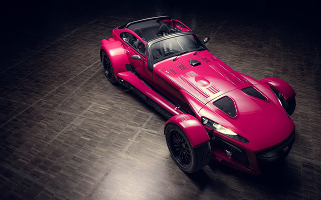 Pink sports car wooden floor free wallpaper - medium preview image