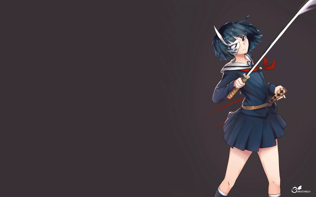 Anime girl sword hand action free wallpaper - medium preview image