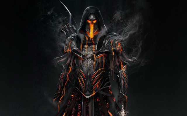Man black armor sword flame free wallpaper - medium preview image