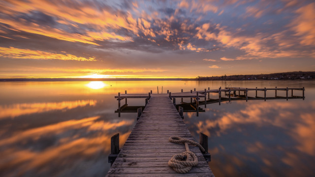 Dock rope sunset clouds boat free wallpaper - medium preview image