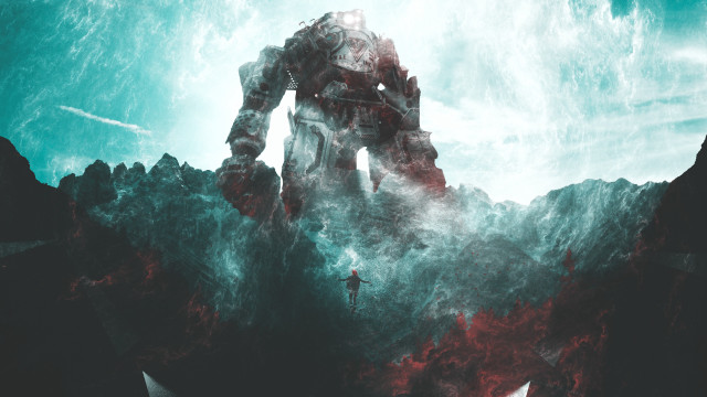 Giant robot mountain sky man free wallpaper - medium preview image