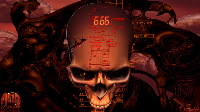 Skull clock red background timepiece free wallpaper - medium preview image