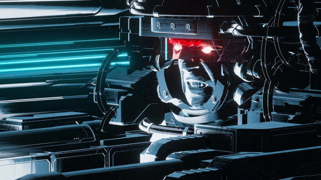 Robot red eyes black helmet free wallpaper - medium preview image