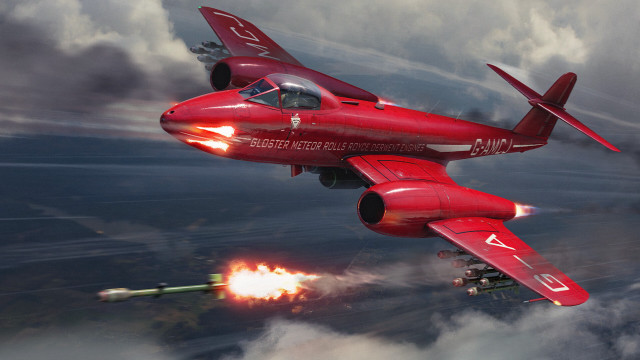 Red plane cloudy sky rocket free wallpaper - medium preview image